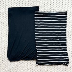 Loft Knit Pencil Skirts Black Striped XS